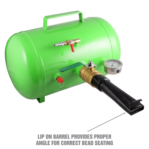 5 Gallon Tire Bead Seater And Bead Blaster For 4 To 24.5 Inch Tires 150 PSI Capacity CE Certified Steel Tank shown with nozzle detail