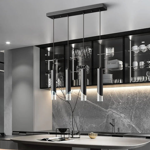 Cool Three Light Modern Pendant Light Fixture For Kitchen Island With Dimmable LED Black Minimalist Hanging Lights in kitchen