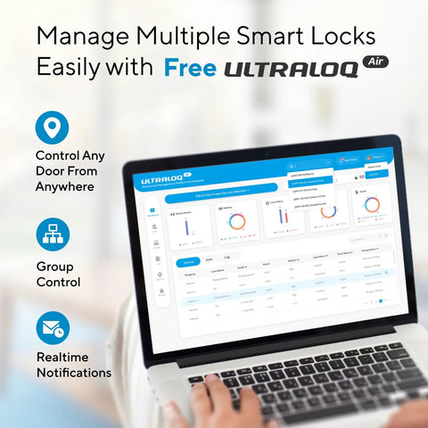 WiFi Smart Lock With Handle And Fingerprint Keyless Entry, Auto Lock And Auto Unlock, App Remote Control on laptop screen