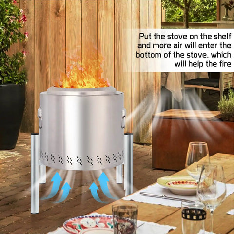 Sturdy Stainless Fire Pit Stand 15 To 27 Inches For Most Outdoor Fire Pits And Camping Stoves Heavy Duty Fire Pit Accessory Elevates Fire Pit Safely Off Ground Silver on patio
