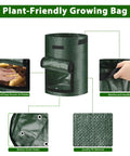 4 Pack 10 Gallon Grow Bags With Flap And Handles For Vegetables And Fruits Durable PE Planter Pots For Potatoes Onions Tomatoes And Carrots Ventilated Sides And Bottom Easy Check Window Green, showing features and use.