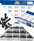450 Piece Black PA Cross Head Round Self Tapping Screws Kit For Electronics And Furniture Repairs Miniature Screws Set