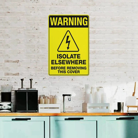 Heavy Duty 8x12 Workshop Safety Sign For Industrial Equipment Maintenance Zone Outdoor Wall Mount Plaque on brick wall