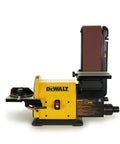 Heavy Duty 4 By 36 Belt And 8 Inch Disc Sander With 7 Amp Motor, featuring yellow die cast, for woodworking and metal finishing.