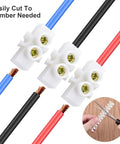 10 Or 20 Pack 12-Position Dual Row Screw Terminal Block Kit For Small Home Projects And Electrical Wiring, shown with wires connected and cutting tool.