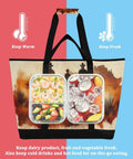 Insulated Cooler Tote Beast With Large Capacity For Shopping Picnics Beach And Travel Leak Proof Lunch Box displayed open with food