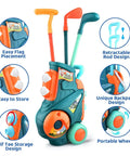 Toddler Golf Set With Putting Mat And Mini Golf Cart For Indoor And Outdoor Fun Lefty Friendly Putter And Iron visible with features