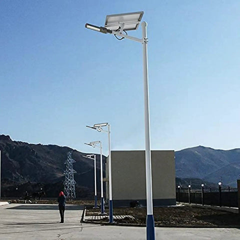 Tough As Nails Outdoor Solar Flood Lights With Smart Motion Sensor and Weatherproof Build showcased in a parking lot setting.
