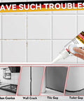 Diy Friendly Fast Drying Grout Repair Kit With Sealer For Tile Floors In Bathroom And Kitchen Recolor Cracks And Holes Renew Joints And Gaps White Grout Filler And Sealant Pen shown with tile wall application.