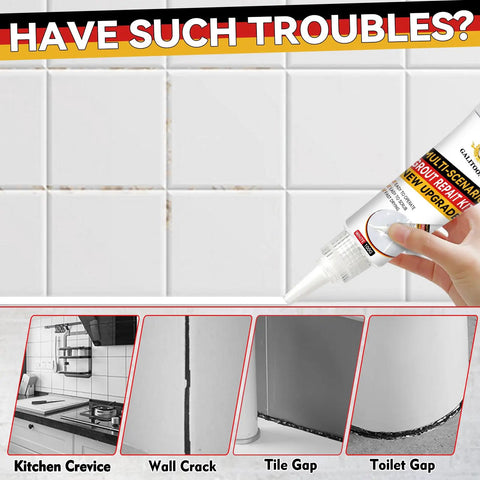 Diy Friendly Fast Drying Grout Repair Kit With Sealer For Tile Floors In Bathroom And Kitchen Recolor Cracks And Holes Renew Joints And Gaps White Grout Filler And Sealant Pen shown with tile wall application.