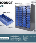 Heavy Duty 40 Drawer Parts Cabinet With ABS Drawers And Metal Frame, Nut And Bolt Organizer dimensions and details
