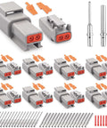 DTM 2 Pin Connector Kit 8 Pack With Size 20 Solid Contacts 20-22 AWG Waterproof Pro Grade Automotive Electrical Connectors