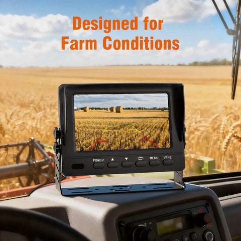 1080P Wired Backup Camera System For Tractors And Heavy Duty Farm Trucks 7 Inch HD Monitor in agricultural vehicle cab