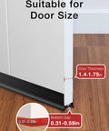 Kick Those Drafts Hella Durable Silicone Door Draft Stopper 39 Inch Under Door Seal showing door thickness and bottom gap details.