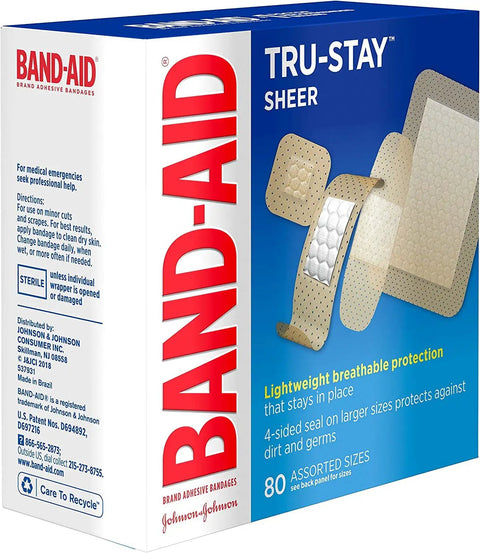 Straight Up Game Changing Assorted Adhesive Bandages For Gentle Wound Care With Breathable Nonstick Pads Pack of assorted sizes in a box.