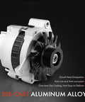 Die-cast aluminum 12V 105Amp alternator for Chevy S10 S10 Blazer with 6-groove pulley, 1987-1992 model, front view.