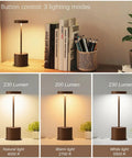 Two Pack Cordless Rechargeable Table Lamps With 5000mAh Battery, 3 Color Temperatures And Stepless Dimming, in lighting modes