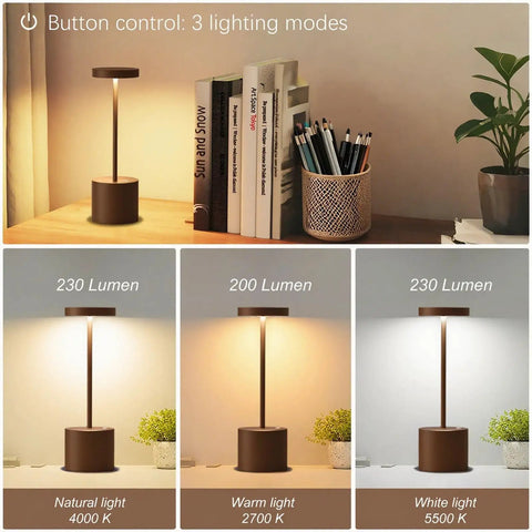 Two Pack Cordless Rechargeable Table Lamps With 5000mAh Battery, 3 Color Temperatures And Stepless Dimming, in lighting modes