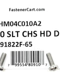 Top Shelf M4 Din84 0.70mm Stainless Steel Machine Screws With Slotted Cheese Heads on packaging with part and lot numbers.