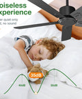 52 Inch Black Outdoor Flush Mount Ceiling Fan With Remote Control No Light, 5 Blades, 6 Speed DC Motor installed above sleeping child