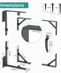 Self-Close Wooden Gate Hardware Kit With Heavy-Duty Bracket And Spring Hinge, Adjustable Tension For Quiet, No Slam Gates, DIY Gate System For Wood Fences And Arbors, dimensions diagram