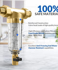 Whole House Spin Down Sediment Filter, No Hassle Reusable Pre Filter With Siliphos To Stop Scale And Corrosion, Easy Install, 1 Inch MNPT, Three Quarter Inch FNPT, Three Quarter Inch MNPT, BPA Free, on kitchen counter