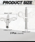 Double Ended Clock Key Set, 3 Pcs Winding Keys for Mechanical Clocks, 2.2mm and 4.4mm Square Holes, 67.3mm Long, Steel Silver Tone