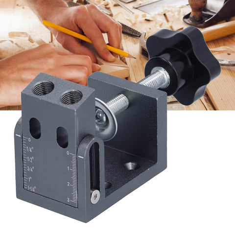 52Pcs Oblique Pocket Hole Jig Kit With 15-Degree Adjustable Drilling Locator and Self-Tightening Clamp on wooden workbench