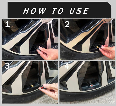 How to use Skull Tire Valve Cap Set Ride Ready 4 Pack Airtight Dust Proof Universal Air Valve Caps For Cars Trucks