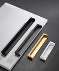 Concealed Drawer Pull Handle Black Zinc Alloy Slick Low Profile Cabinet Door Knob For Kitchen Cupboards And Drawers