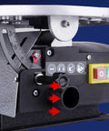 Heavy Duty Desktop Curve Saw Cuts Wood And Steel Without Breaking A Sweat Corded Electric Jig Tool With Dust Free Shield showing angle adjustment features.