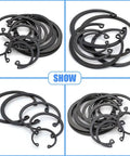 Internal Circlips Snap Ring Assortment Kit, 150 Pieces in 15 Sizes, Pro Grade Heavy Duty Alloy Steel Retaining Rings