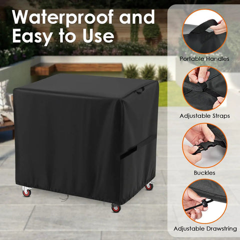 Heavy Duty Outdoor Cooler Cart Cover Fits Large 125 Qt Carts And Bar Carts, Waterproof Patio Protector, side view