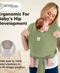 Mother wearing D Lite Baby Wrap Carrier Ring Sling For Newborn To Toddler With Easy Adjust Ergonomic Comfort And Breathable Fabric
