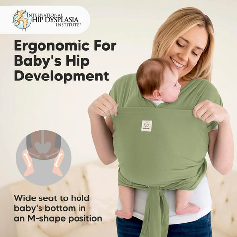 Mother wearing D Lite Baby Wrap Carrier Ring Sling For Newborn To Toddler With Easy Adjust Ergonomic Comfort And Breathable Fabric
