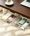 Under Desk Storage Drawer Organizer Two Pack Stick On Self Adhesive Slide Out Drawers For Under Table No Drill Easy Install