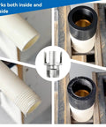 1 2 3 4 Inch Pipe Threading Tool Set Quick Cut Die For Pvc Steel Copper Internal External Threading Heavy Duty Reamer Kit close-up of threading on PVC pipe.