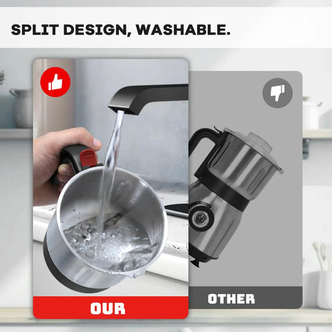 Split design cleaning of Powerful 500W Spice And Nut Grinder With 3 Stainless Steel Blades, 600ML Capacity