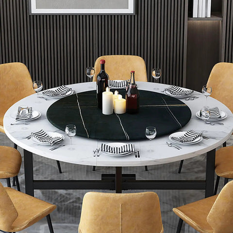 Marble Round Table Lazy Susan Turntable For Dining Room - 12mm Thick Heavy Duty Serving Plate With 360 Degree Smooth Rotation, 120 cm
