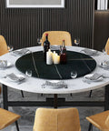 Massive 43 Inch Grey Marble Lazy Susan Turntable Large Round Rotating Serving Platter For Dinner Party on a stylish table setting.