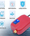 3000W Electric Mini Tank Water Heater Under Sink Real Quick Hot Water Solution For RV Camper Kitchen Easy Wall Or Floor Mount Setup Digital Temp Control 68 To 122F Sweet Spot For Point Of Use Needs showing controls and indicator.