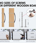 Installation guide for 30 Pack Matte Black Cabinet Handles 5 Inch 128mm Screw Spacing Arch Drawer Pulls with two screw sizes
