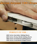Nylon Concave Screen Door Roller Replacement Set With Edge Adjustable Design For Tool Free Fix Of Sticking Sliders, close-up view showing installation on a gliding door.