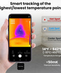 Thermal Camera 128x96 IR Imager For Leak Detection On USB C Android Phones Plug In OTG Ready No Battery Or Drivers Needed Ideal For Electricians HVAC Pros DIYers And Homeowners Seeking Quick Heat Signatures, phone screen with hot and cold spot detection
