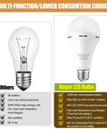 Comparison of traditional bulb with Emergency Rechargeable Light Bulbs Six Pack For Power Outages A21 9W 60W Equiv Battery