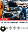 Drive Shaft Center Support Bearing And U Joint Kit For Toyota Tacoma 2005 Through 2015 2WD 4WD shown in auto shop