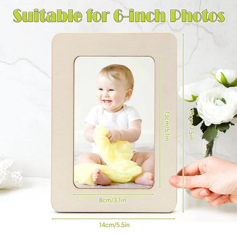 DIY Wooden Picture Frame Craft Kit With 24 Blank Frames, Paint Set With 12 Colors And 2 Brushes, suitable for 6-inch photos.