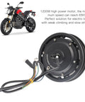 10 Inch Brushless Disc Brake Hub Motor 1200W 1250RPM IP54 Rated shown with compatible electric motorcycle