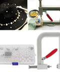 Top-Notch Hand Press Pearl Setting Machine For Crafting with assorted pearls and a hat for DIY projects.