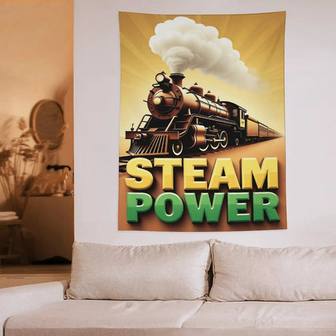 Vintage Steam Locomotive Tapestry Wall Hanging 60 By 80 Inches Durable Polyester Fabric Easy To Hang Old School Train Vibe Decor